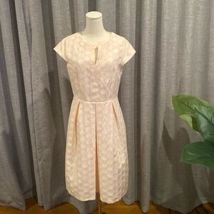 Helene Berman Light Pink and White A-Line Midi Dress Cap Sleeve